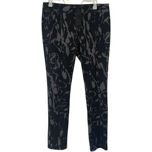 Bisou Bisou Sz 10 Zip Front Leggings 30"In Ankle Zippers Splatter Pattern Black